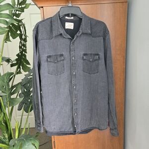Lucky Brand Men's Casual Worn Western Collared Shirt - Dark Gray